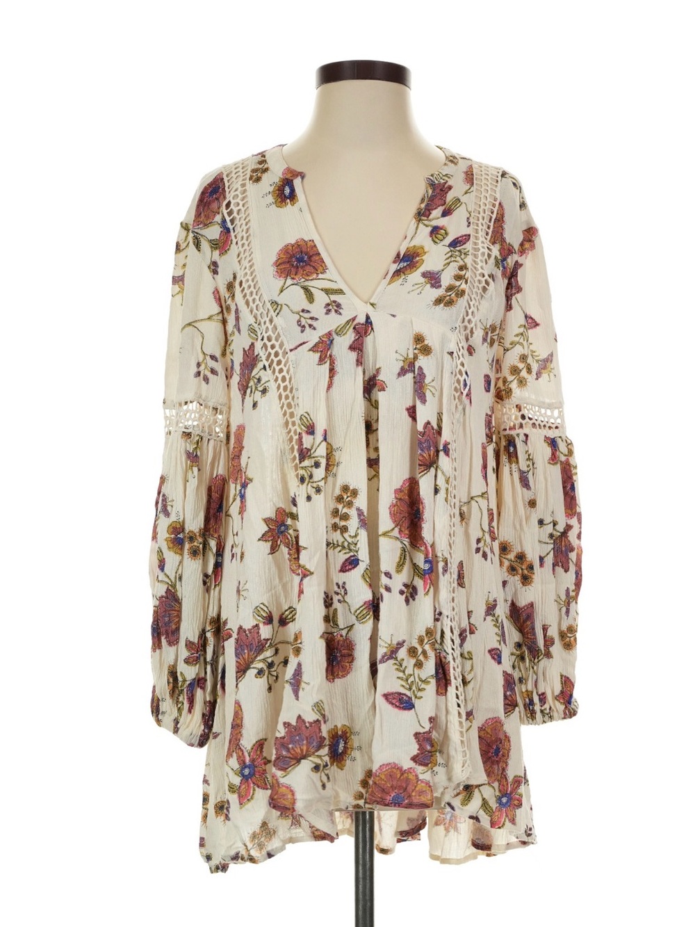 Free People Cream Floral Boho Tunic Dress ☀️ 🌼 - Picture 2 of 3